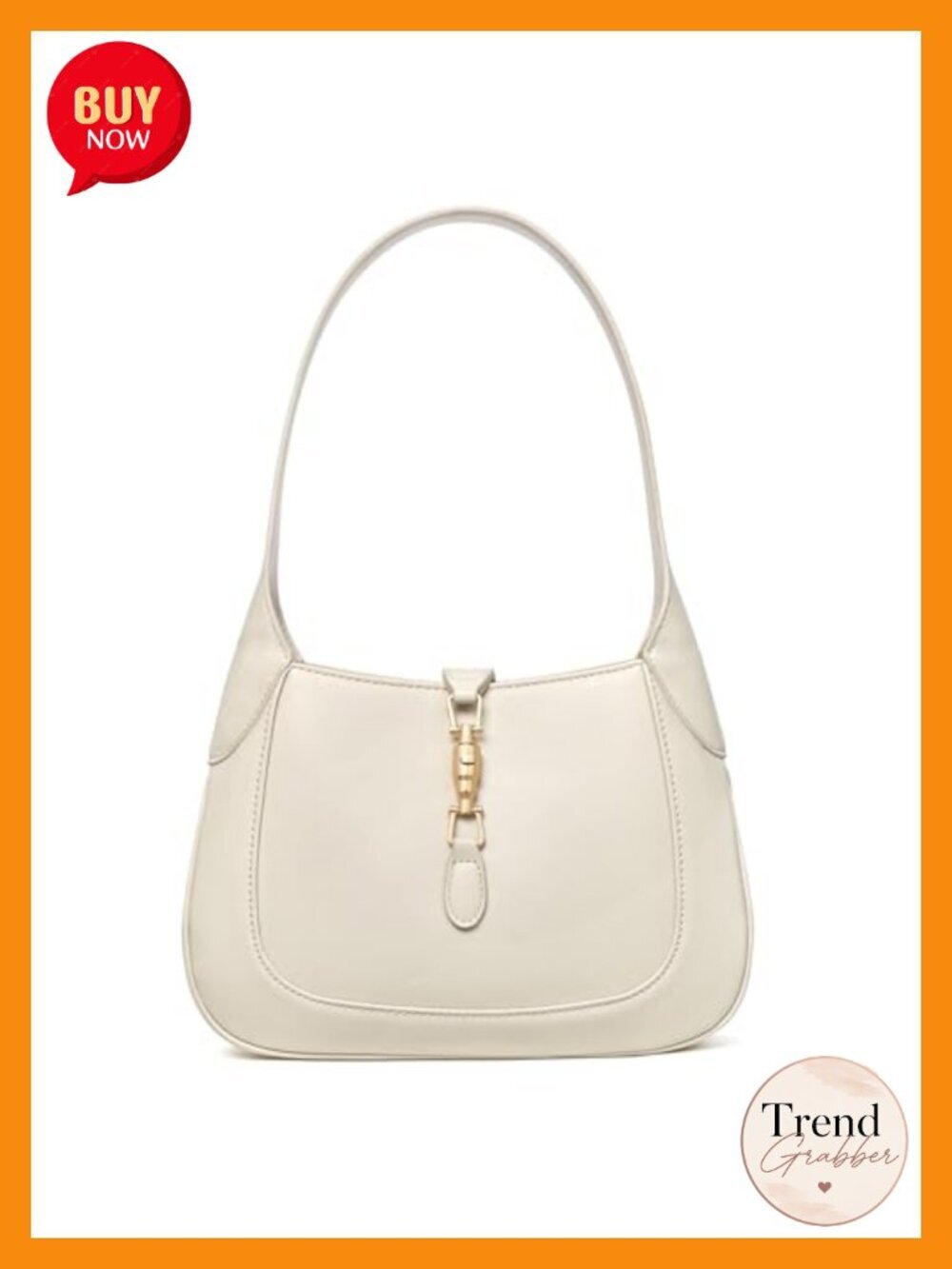 Lightweight Vegan Leather Crescent Shoulder Bag with Gold Push-Lock